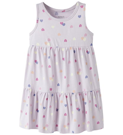 Name it Kjole - NmfVigga - Lavender Fog/Colorful Hearts