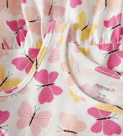 Name it Kjole - NmfVigga - Bright White/Pink Butterfly