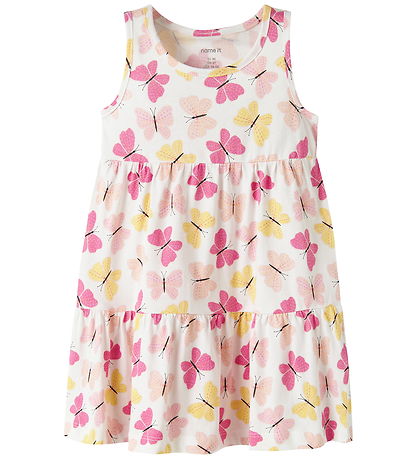 Name it Kjole - NmfVigga - Bright White/Pink Butterfly