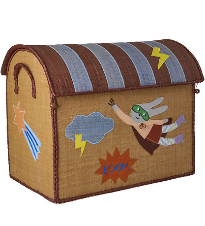 Rice Opbevaringskurve - Raffia - 3 stk. - 52/45/37 cm - Hero/Blå