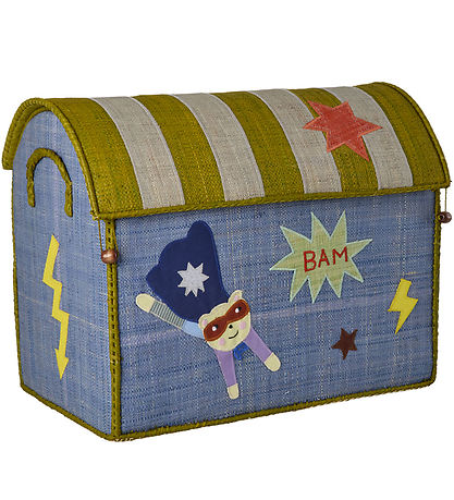 Rice Opbevaringskurve - Raffia - 3 stk. - 52/45/37 cm - Hero/Blå