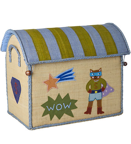 Rice Opbevaringskurve - Raffia - 3 stk. - 52/45/37 cm - Hero/Blå