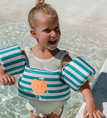 SunnyLife Svømmevest - 3-6 År - Poppy The Peach/Green Stripe