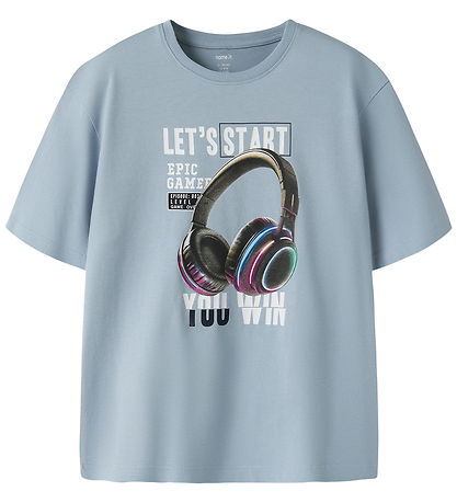 Name It T-shirt - 2-pak - NkmVoto - Blue Fog/Chateau Gray