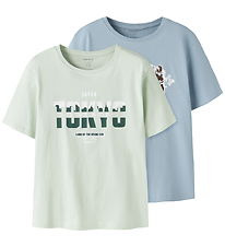 Name It T-shirt - 2-Pack - NkmViligo - Blue Fog/Pale Aqua