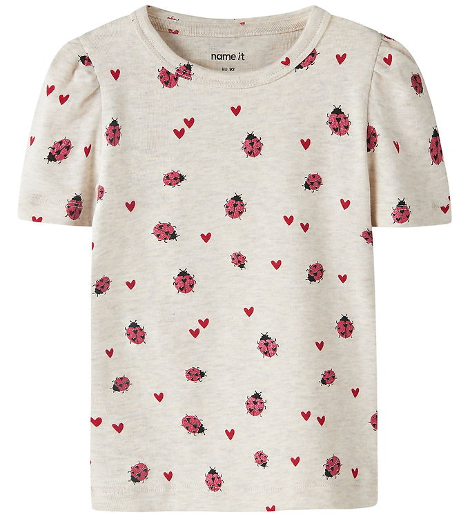 Name It T-shirt Peyote Melange Med Mariehøneprint - Str. 3y 98cm