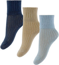 Name It Strømper - 3-pak - Rib - NbmNobbu - Chateau Gray/Blue Fo