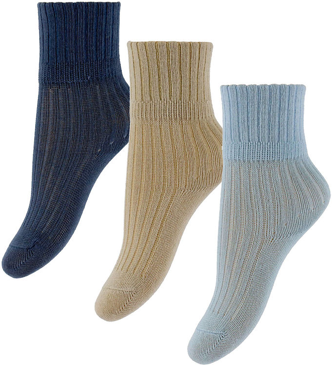 Name It Strømper - 3-pak - Rib - NbmNobbu - Chateau Gray/Blue Fo