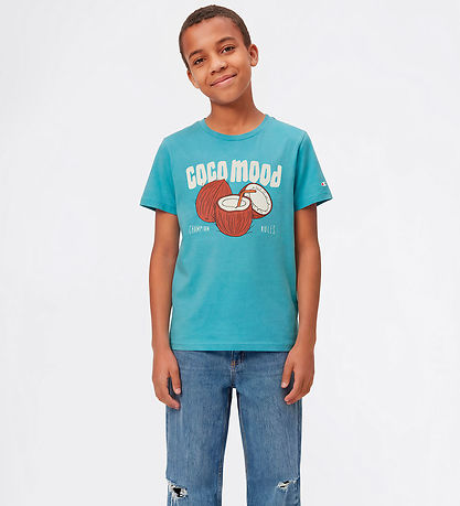 Champion T-shirt - Lyseblå m. Print