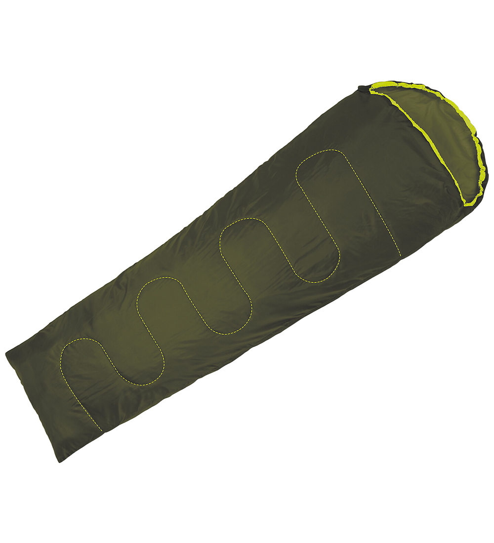 Camping Check Schlafsack - Mumie - Armygrün/Neongrün - Camping Check - One Size - Schlafsäcke