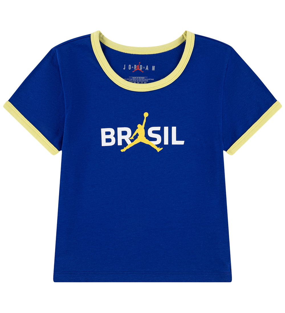 Jordan T-Shirt - Brasil - Retro Grafik - Alt Royal m. Print - Jordan - 8-10 Jahre (128-140) - T-Shirts