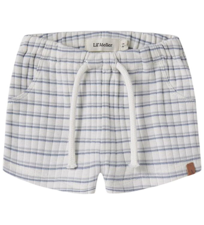 Lil Atelier Shorts - Loose - NbmHaldur - Coconut Milk/Dusty Blue