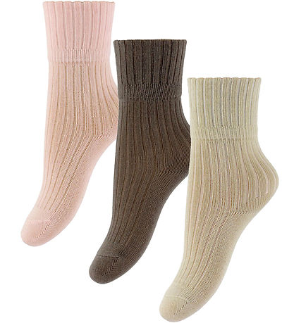 Name It Strømper - 3-pak - NbfNobba - Almond Milk/Brown Lentil/C