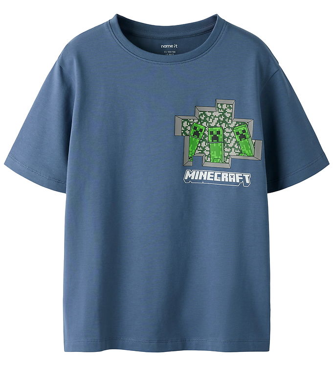 Name It T-shirt Vintage Indigo Med Minecraft Print - Str. 7-8y 122/128cm