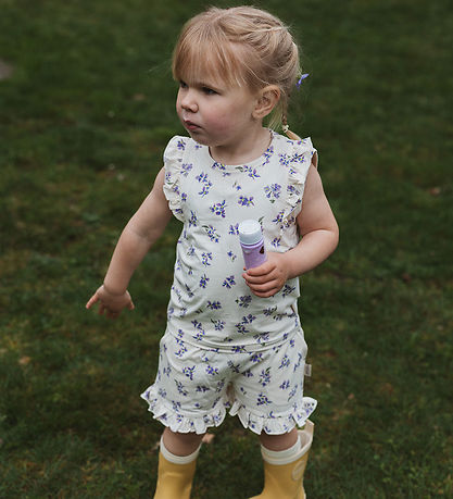 Petit Piao Shorts - PPStar Shorts Frill - Eggnog Viola AOP