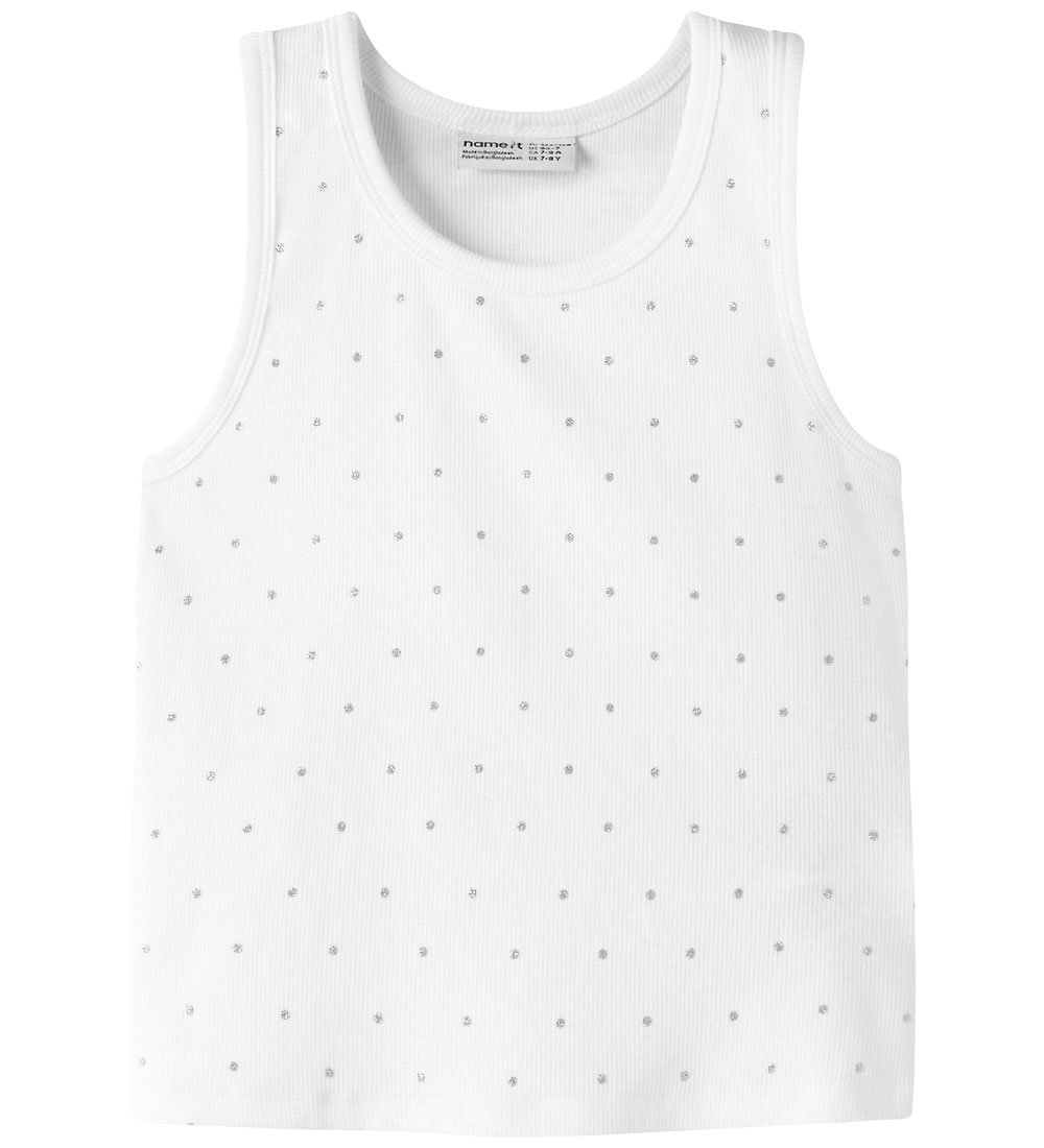 Name It Top - Rib - NkfHeba - Bright White - Name It - 9-10 Jahre (134-140) - Tanktops