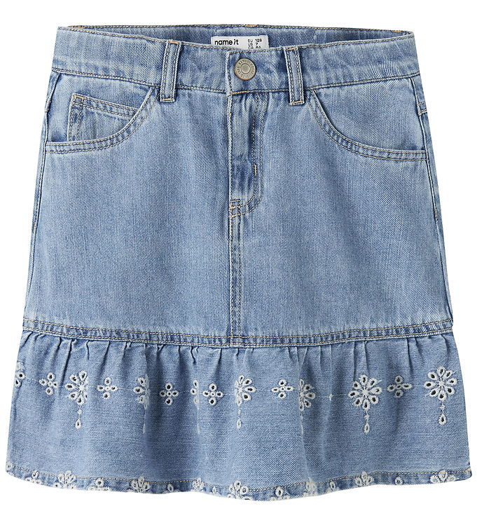 Name It Hallie - Pige Nederdel - Lyseblå Denim - 122