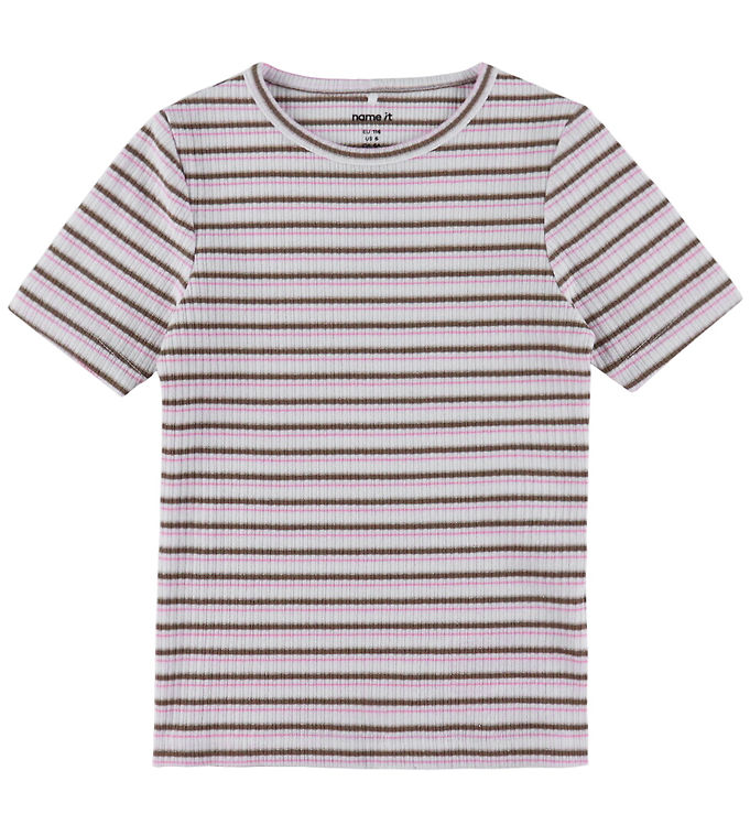 Name It Hasita - Børne T-shirt - Brun/Hvid/Pink - 134-140