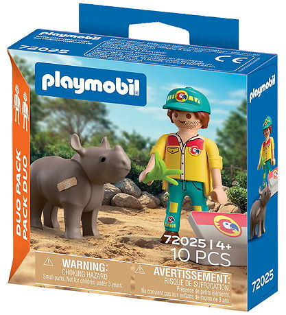 Playmobil DuoPack - Ranger With Rhino - 72025 - 10 Dele