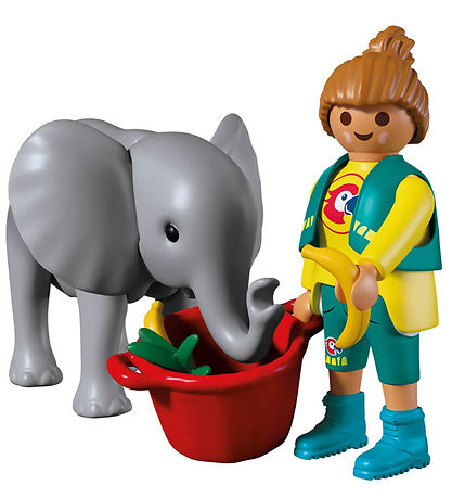 Playmobil Zoo - Baby Elephant and Zookeeper - 72092 - 6 Dele
