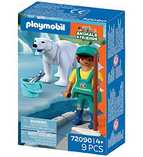 Playmobil Zoo -  Polar Bear and Zookeeper - 72090 - 9 Dele
