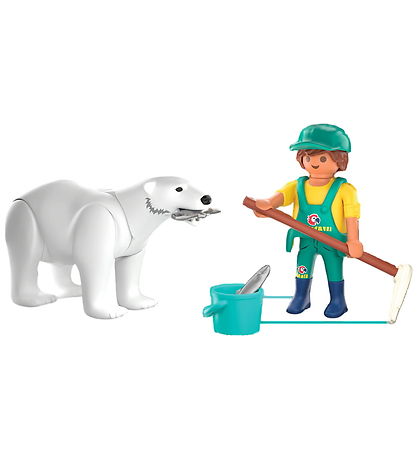 Playmobil Zoo -  Polar Bear and Zookeeper - 72090 - 9 Dele