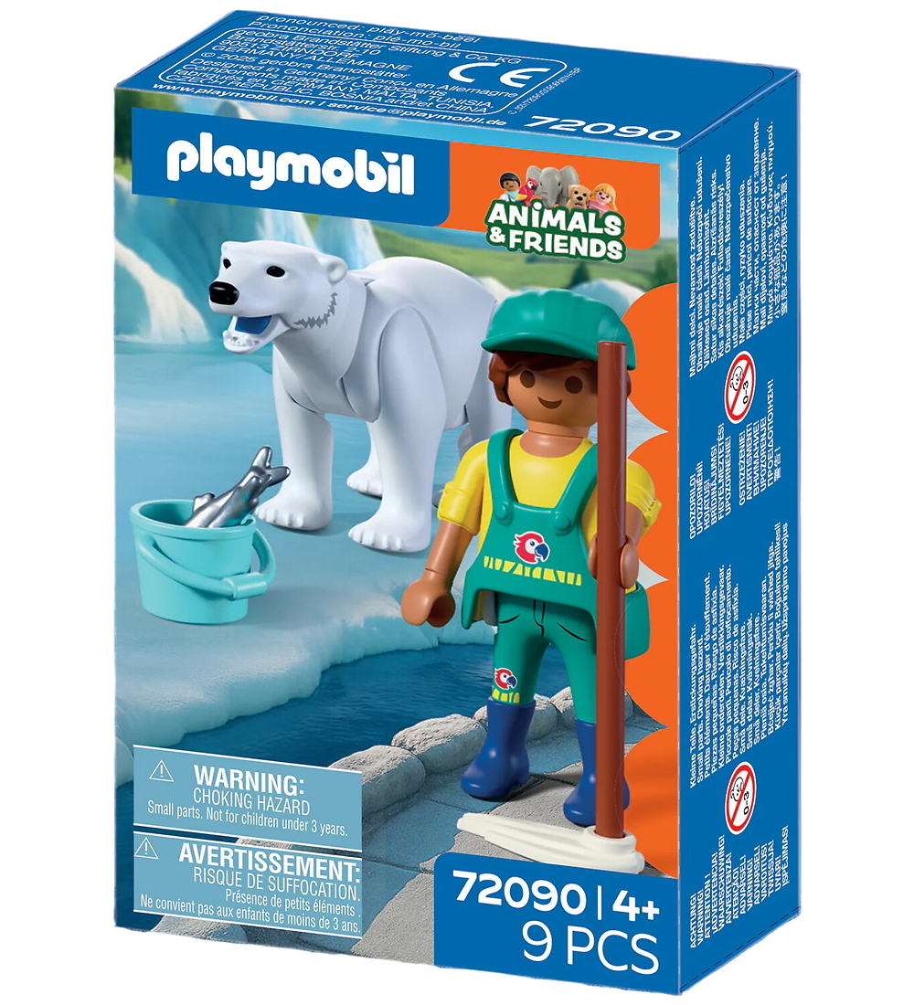 Playmobil Animals & Friends - Zoo: Eisbär und Tierpfleger - 9 Te - Playmobil - One Size - Spielzeugfiguren