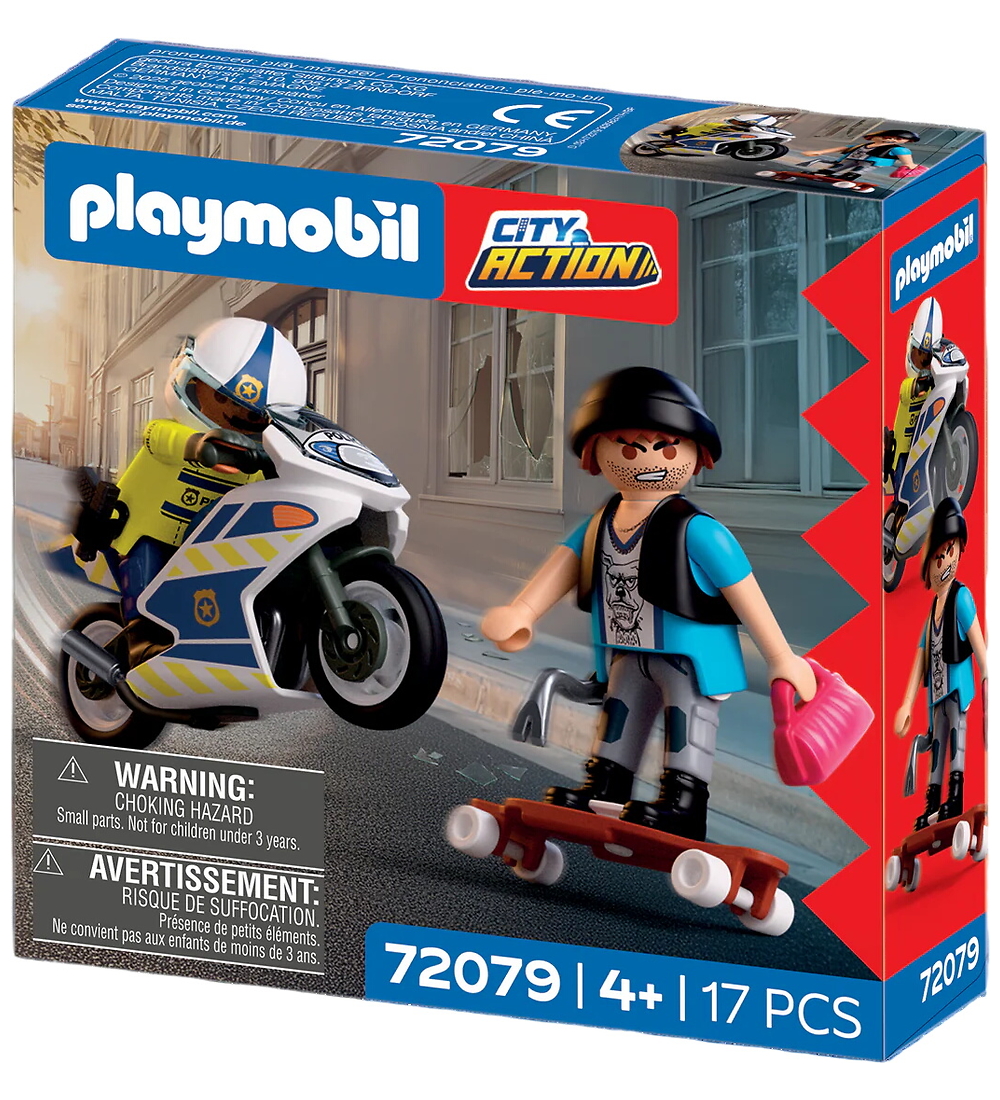 Playmobil City Action - Motorradjagd - 17 Teile - 72079 - Playmobil - One Size - Spielzeugfiguren