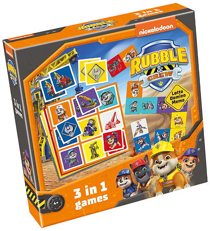 TACTIC Spil - 3-i-1 - Billedlotteri/Domino/Vendespil - Rubble & 