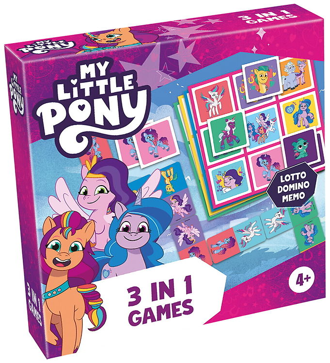 TACTIC Spil - 3-i-1 - Billedlotteri/Domino/Vendespil - My Little