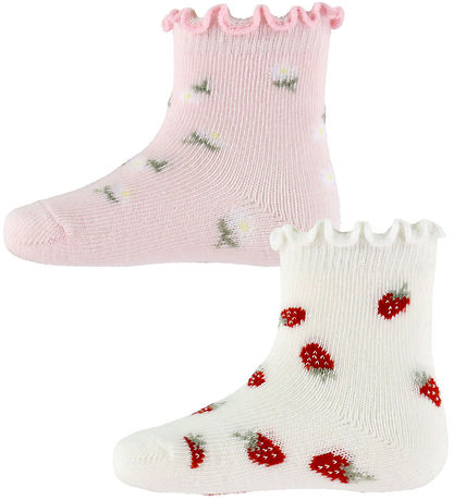 Name It Strømper - 2-pak - NbfJuberry - Cloud Dancer/Cradle Pink