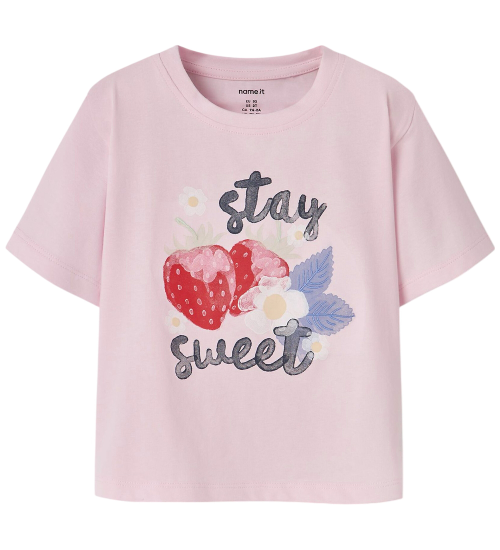 Name It T-Shirt - NmfJonali - Cradle Pink m. Erdbeere - Name It - 2 Jahre (92) - T-Shirts