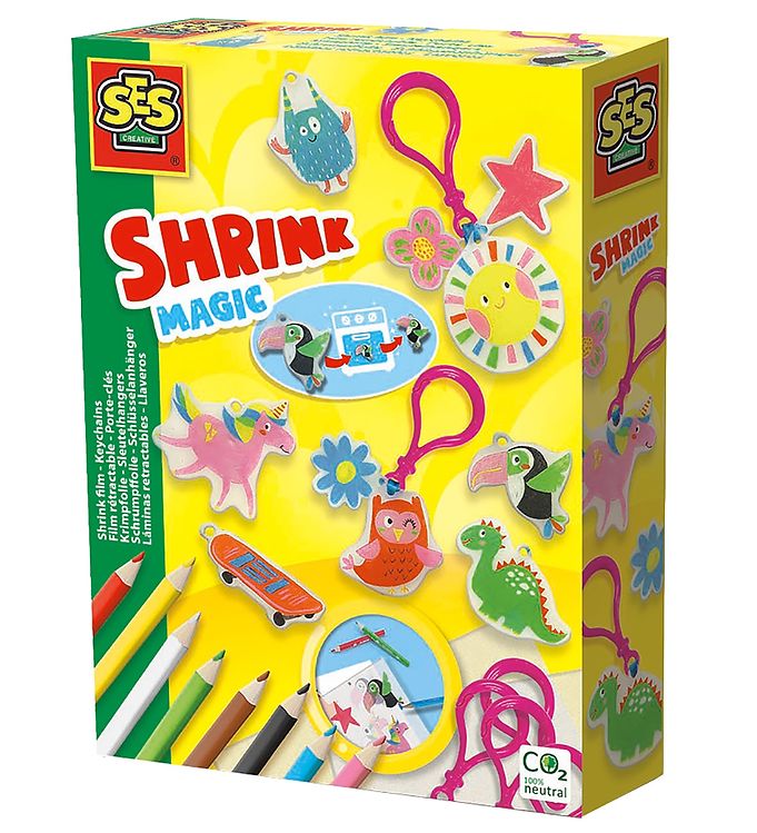 SES Creative Shrink film - Keychains, Håndværkssæt til børn, 5 År