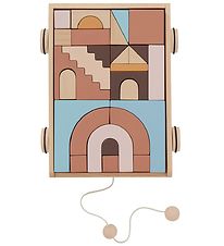 OYOY Wooden Trolley - Rainbow w. Bricks - Nature OYOY Wooden Trolley - Rainbow w. Bricks - Nature