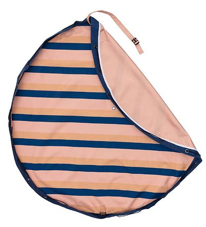 Play&Go Legetøjstæppe - Outdoor - Ø140 - Mokka Stripes