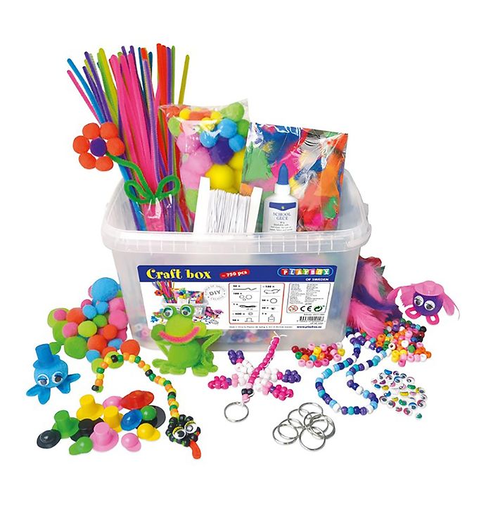 Playbox Multi Krea Boks - 740 Dele - Piberenser/Fjer/Perler/Øjne billede