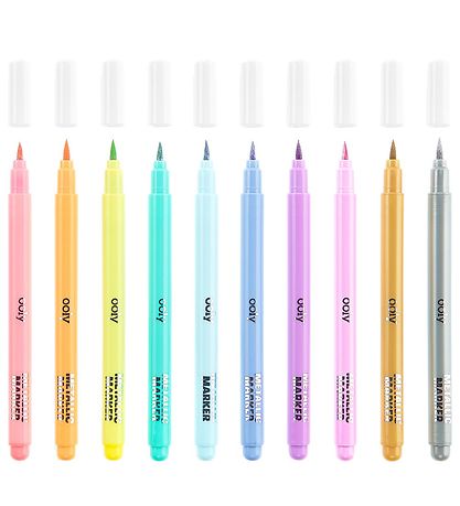 Ooly Tuscher - Metallic Brush Markers - 10 stk - Pastelfarver