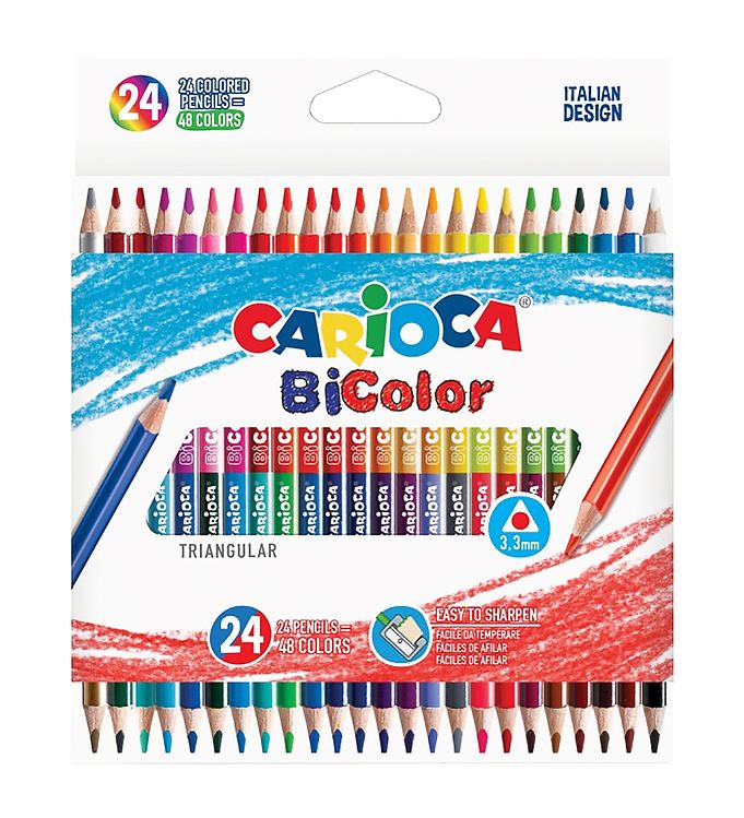 Carioca Dobbeltfarvede Farveblyanter - 24 stk - Multifarvet billede