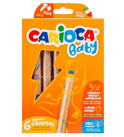 Carioca Baby Coloured Pencils - 3-in-1 - 6 pcs - Multicoloured Carioca Baby Coloured Pencils - 3-in-1 - 6 pcs - Multicoloured