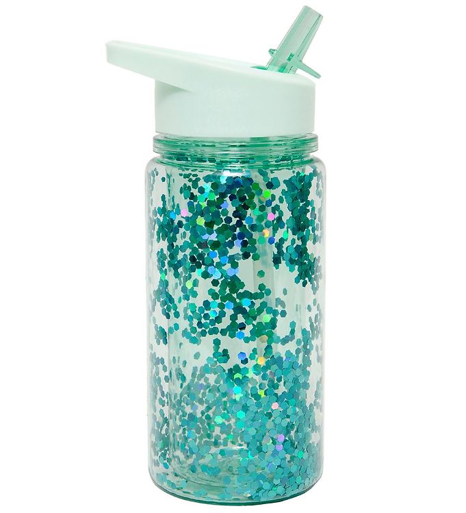Petit Monkey Drikkedunk m. Sugerør - 300 ml - Grøn m. Glimmer