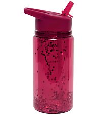 Petit Monkey Water Bottle w. Spout - 300 ml - Red w. Glitter Petit Monkey Water Bottle w. Spout - 300 ml - Red w. Glitter
