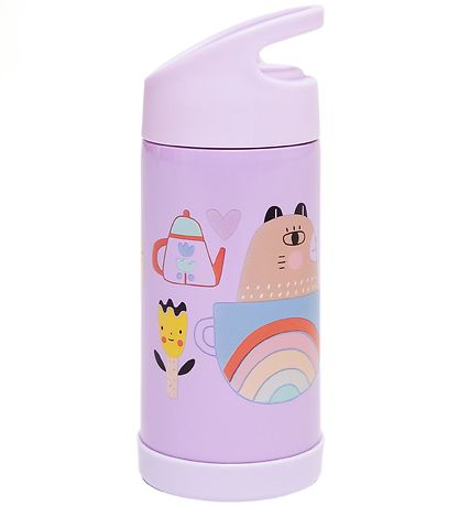 Petit Monkey Thermoflasche m. Strohhalme - 350 ml - Lila m. Eis