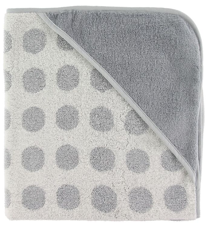 Leander Babyhåndklæde – Matty – 80×80 cm – Cool Grey m. Prikker
