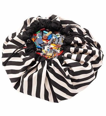 Play&Go Legetøjstæppe - Ø140 cm - Stripes Black