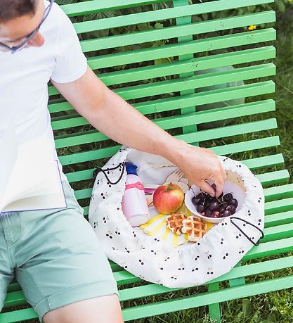 Play&Go Legetøjstæppe - Ø40 - Creme m. Kirsebær