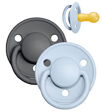 BIBS De Lux Sutter - Str. 2 - 2-pak - Rund - Iron/Baby Blue BIBS De Lux Sutter - Str. 2 - 2-pak - Rund - Iron/Baby Blue
