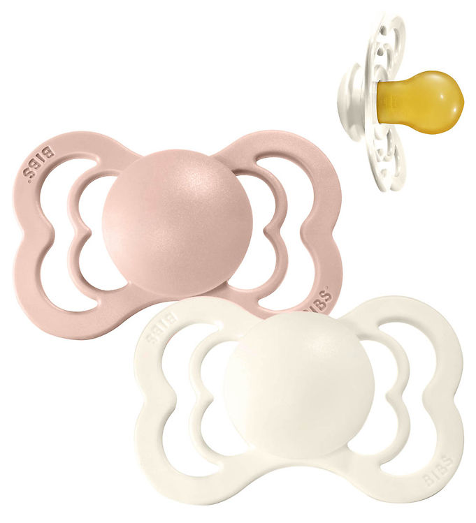 BIBS Supreme Sut - 2-Pak - Str. 1 - Naturgummi - Ivory/Blush