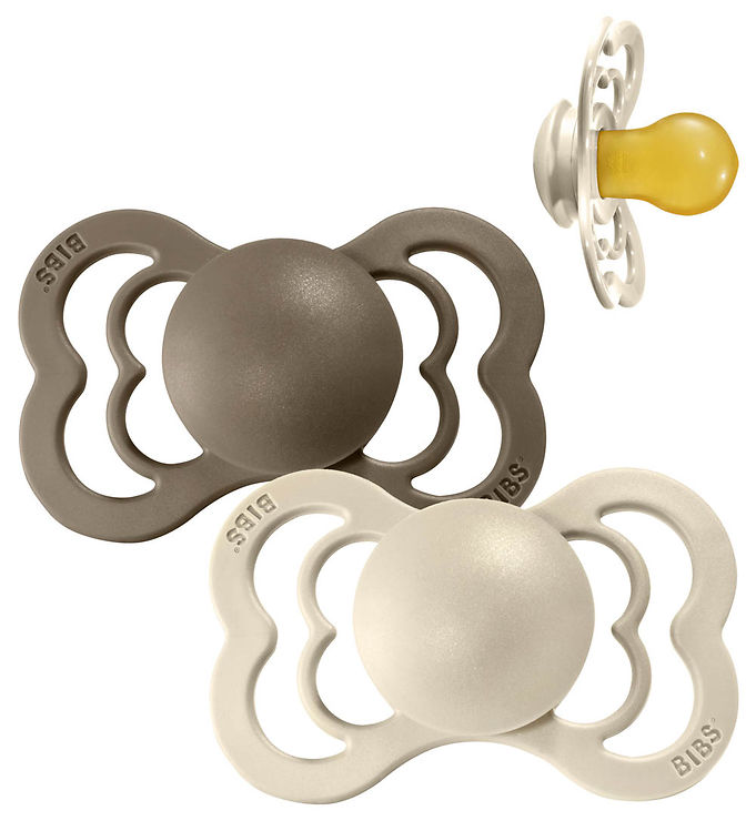 BIBS Symmetrisk Supreme Sut - 2-Pak - Str. 1 - Naturgummi - Vanilla/Dark Oak