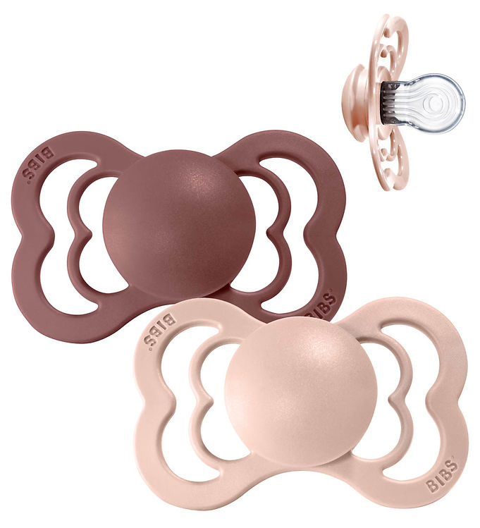 BIBS Symmetrisk Supreme Sut - 2-Pak - Str. 2 - Silikone - Woodchuck/Blush