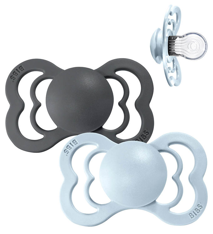 Bibs Supreme Silikone - Str. 1 - Iron/baby Blue